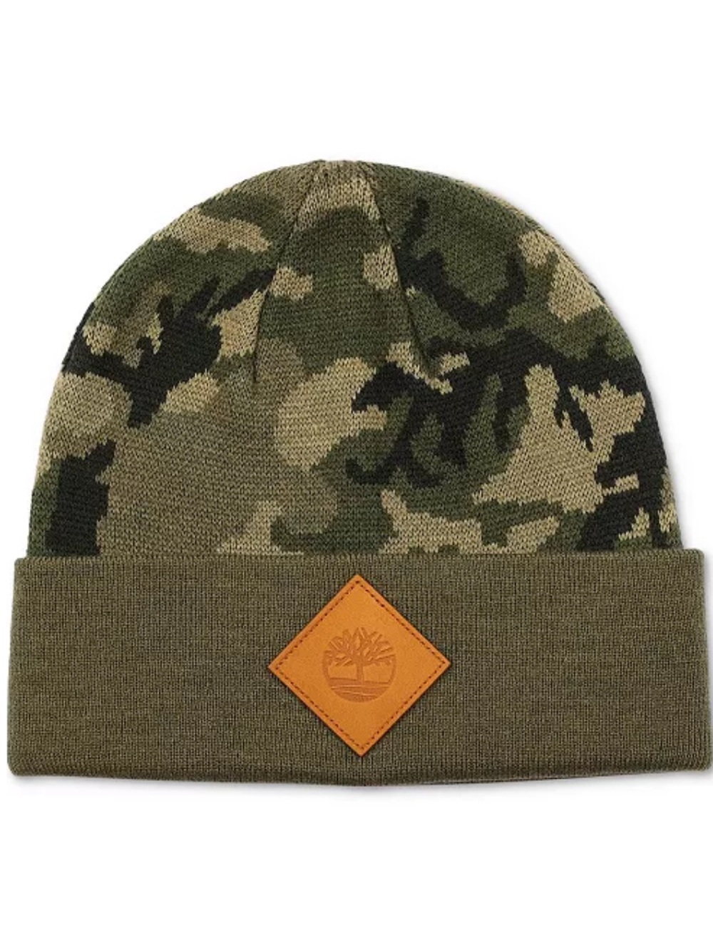 Timberland Olive and Tan Camo Knit Beanie Men's Camo Jacquard Beanie One size